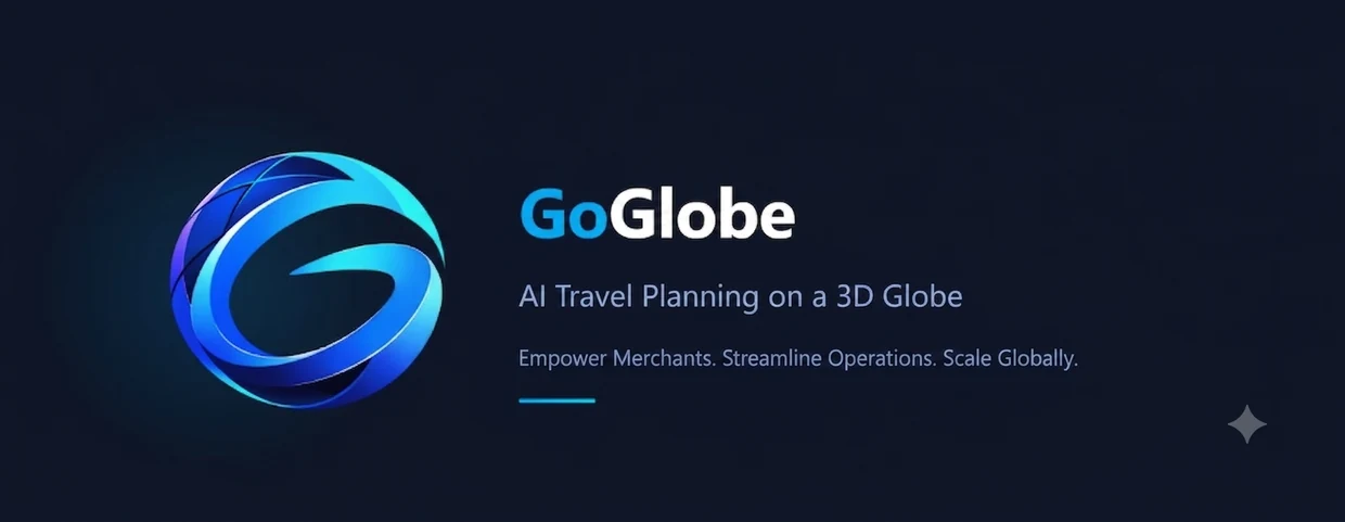 The GoGlobe merchant platform — AI travel planning on a 3D globe